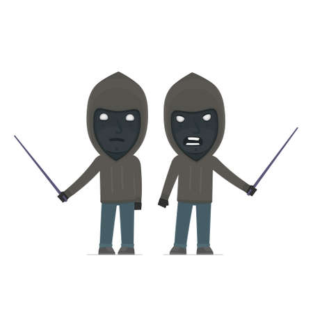 Angry and Sad Character Anonymous Hackers making presentation using pointer. for use in presentations, etc.のイラスト素材