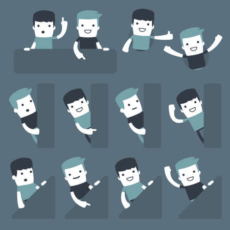Flat Simple Characters two friends for use in designのイラスト素材