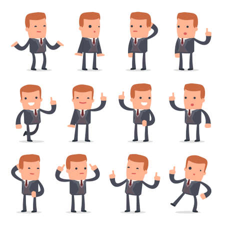 Set of Intelligent and Clever Character Rich man visited great idea poses for using in presentations, etc.のイラスト素材