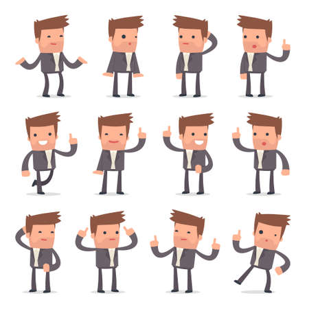 Set of Intelligent and Clever Character Competitor visited great idea poses for using in presentations, etc.のイラスト素材