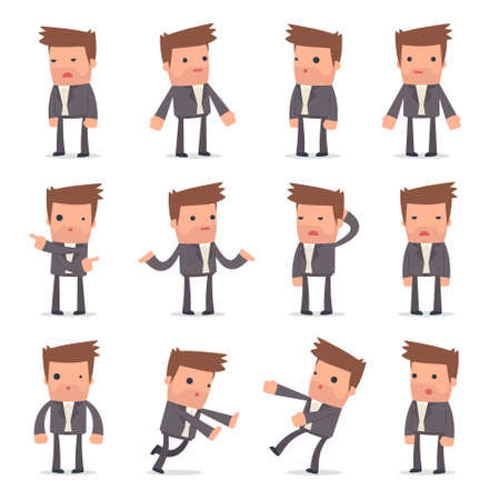 Set of Confused and Sad Character Competitor in ignorance poses for using in presentations, etc.のイラスト素材