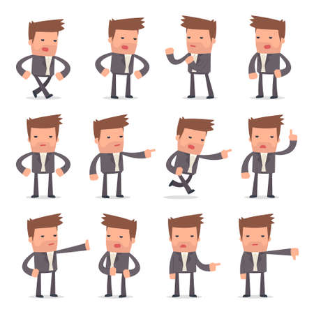 Set of Angry and Wrathful Character Competitor abuses and accuses poses for using in presentations, etc.のイラスト素材
