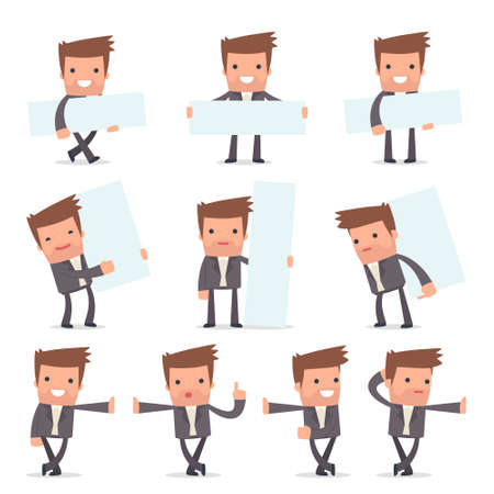 Set of Smart and Funny Character Competitor leaned against the wall and shares information for using in presentations, etc.のイラスト素材