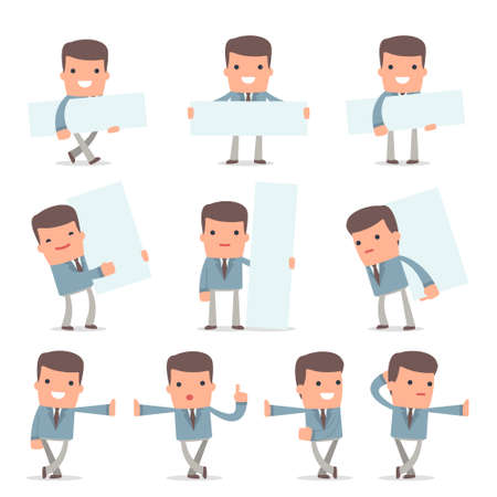 Set of Smart and Funny Character Graduate Student leaned against the wall and shares information for using in presentations, etc.のイラスト素材