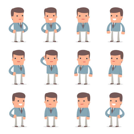 Set of Happy and Cheerful Character Graduate Student standing in relaxed poses for using in presentations, etc.のイラスト素材