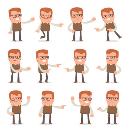 Set of Smart and Cute Character Genius making Presentation for using in Design, etc.のイラスト素材