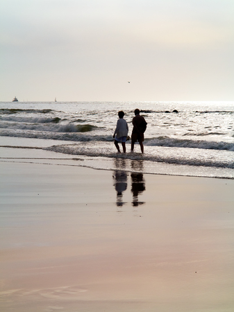 Elderly couple at sea. Seascape.の写真素材