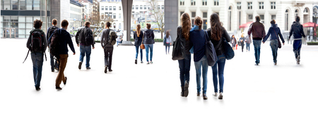A large group of young people. Urban scene.の写真素材