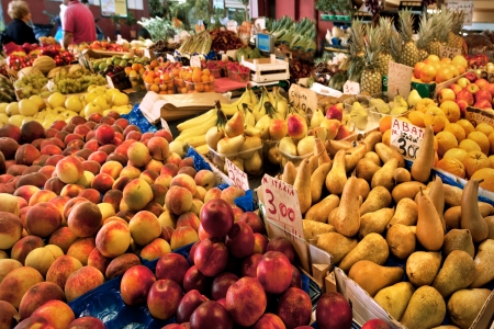Fruit and vegetable market. Retail.の写真素材