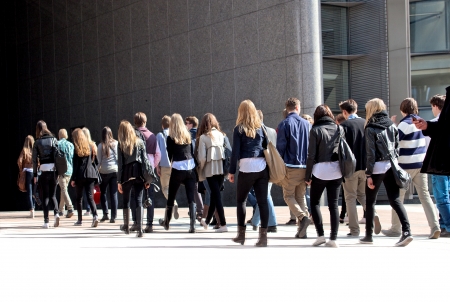 A group of young people. Panorama. Urban landscape.の写真素材