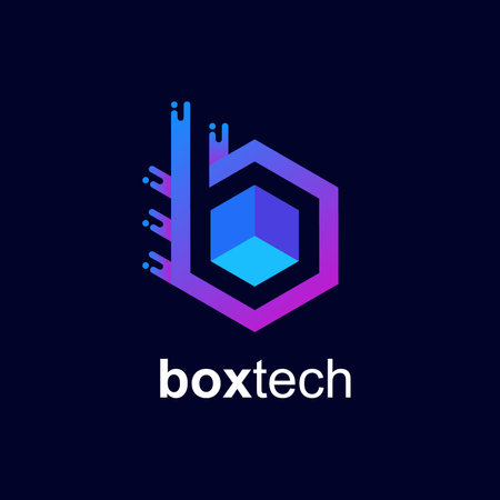 letter B and box for technology logoのイラスト素材