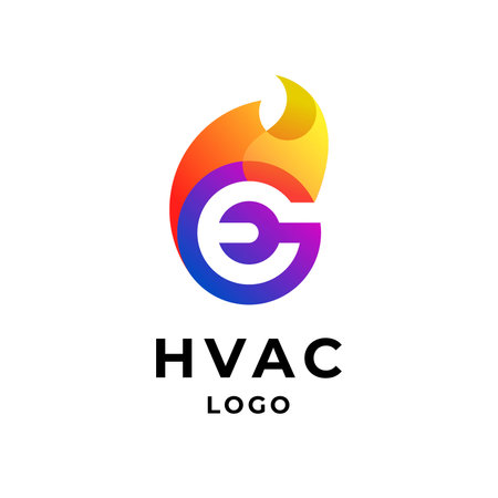 colorful fire and ice logo for HVAC and refrigerationのイラスト素材
