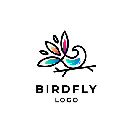 bird with lineart logo designのイラスト素材