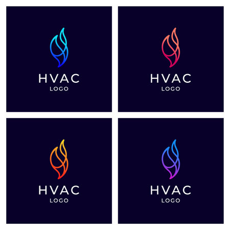 colorful fire and ice logo for HVAC and refrigerationのイラスト素材