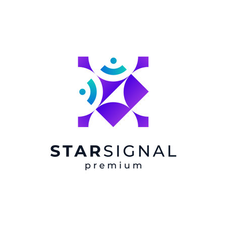 internet signal and stars for internet connection and technology logo designのイラスト素材