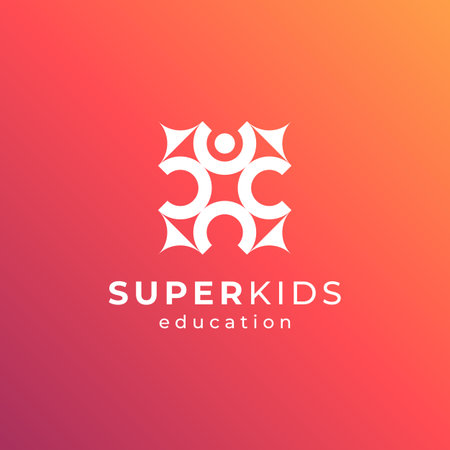kids and stars for education, social, childcare and orphanage logo designのイラスト素材