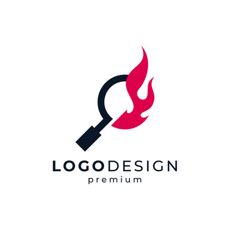 magnifying glass and fire for search engine logo designsのイラスト素材