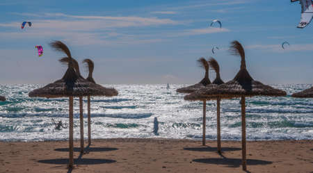 Leisure activities on a windy winter Sunday, Playa de Palma, Majorca  のeditorial素材
