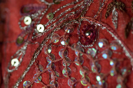 Closeup of intricate details in Indian wedding fabricsの写真素材
