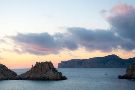 Small islands and sunset, February, Majorca, Spain の写真素材