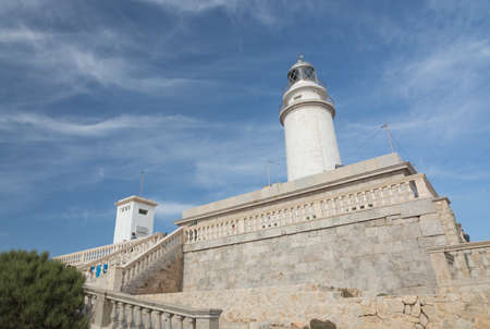 The lighthouse on the Formentor peninsula stands on the most northern point of the Majorca Island  Height above sea level is 210 m  Building began 1857 and it was lit on April 30 1863 -fueled by olive oil  Paraffin and petrol then, and from 1994 it is driのeditorial素材