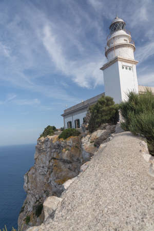 The lighthouse on the Formentor peninsula stands on the most northern point of the Majorca Island  Height above sea level is 210 m  Building began 1857 and it was lit on April 30 1863 -fueled by olive oil  Paraffin and petrol then, and from 1994 it is driのeditorial素材