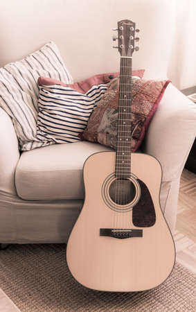 Guitar chair with pillows interior, light filter treatment 