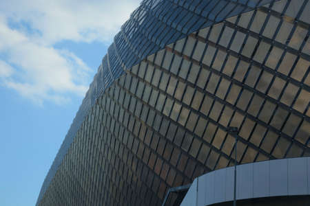 TELE 2 ARENA, STOCKHOLM, SWEDEN ON APRIL 29, 2014  Exterior detail of Tele 2 Arena just south of central Stockholm, finished in 2013 for sports games, events and concerts on April 29 in Stockholm, Sweden のeditorial素材