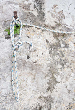 Boat rope on wall frame background texture の写真素材