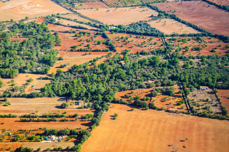 landscape pattern in greens and earth colors in Mallorca, Balearic islands, Spainの写真素材