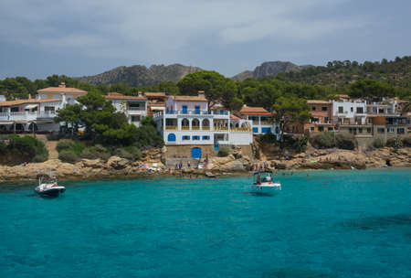 Sant Elm from sea  Dragonera islands, Mallorca, Balearic islands, Spain のeditorial素材