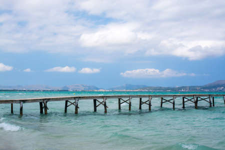 Jetty across the sea, Mallorca, Balearic islands, Spain.の写真素材