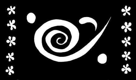 Ink Pattern Five, abstract pattern, black and white ink sketch. Spiral and flowers.の写真素材