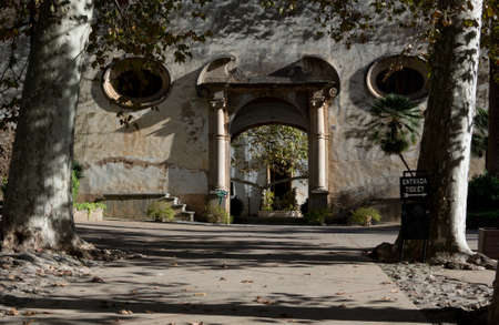 ALFABIA GARDENS, MAJORCA, SPAIN - OCTOBER 25 2013: Main building. Alfabia gardens, on October 25 2013 in Alfabia, Mallorca, Balearic islands, Spain.のeditorial素材