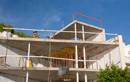 SANT ELM, MAJORCA, SPAIN - OCTOBER 31 2013: Construction of new residential seaside building on October 31 2013 in Sant Elm, San Telmo, Mallorca, Balearic islands, Spain.のeditorial素材