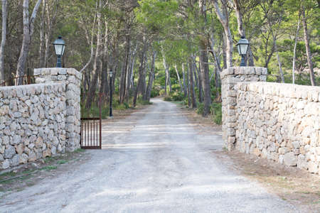 Dry stone gates by luxurious estate in Mallorca, Balearic islands, Spain.