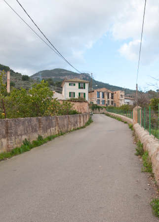 Soller, Majorca, Spain - February 7 2013: Walking path towards the mountains, outside Soller on February 7 in Soller, Majorca, Balearic islands, Spainのeditorial素材