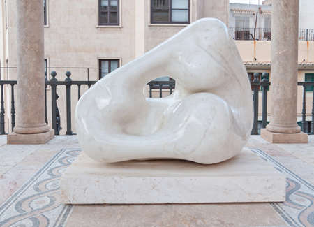 Palma de Mallorca, Majorca, Spain - February 8 2013: Marble sculpture without title (Sense T?tol) by Agust?n C?rdenas on display in the courtyard of Palau Museu March on February 8 2013 in Palma de Mallorca, Majorca, Balearic islands, Spainのeditorial素材