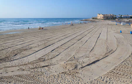 Morning on La Zenia beach. La Zenia, Costa Blanca, Spain.のeditorial素材
