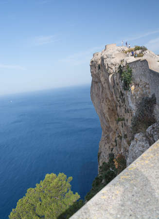 Tower with a view and vertigo inducing heights on Formentor peninsula, on the way to the lighthouse.のeditorial素材