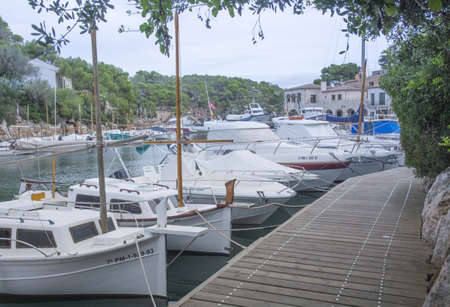 CALA FIGUERA, MAJORCA, SPAIN - NOVEMBER 2, 2013: Small boat marina Cala Figuera on November 2 2013 in Cala Figuera, Mallorca, Balearic islands, Spain.のeditorial素材