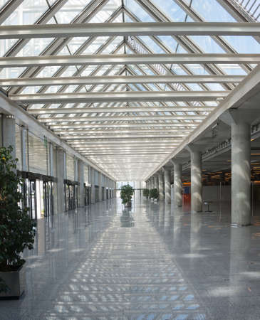 SON SANT JOAN AIRPORT, MAJORCA, SPAIN - ON NOVEMBER 4 2013: The main terminal at the airport Son Sant Joan is empty on November 4 2013 in Palma de Mallorca, Majorca, Spain.のeditorial素材