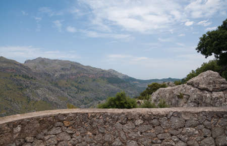 Drystone wall and Tramuntana mountain view Mallorca
