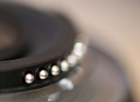 Camera part lens closeup macro with narrow focus for background blur.の写真素材
