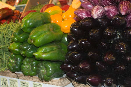 PALMA DE MALLORCA SPAIN  APRIL 21 2015: Squash and other vegetables on sale in Santa Catalina market on April 21 2015 in Palma de Mallorca Balearic islands Spain.のeditorial素材