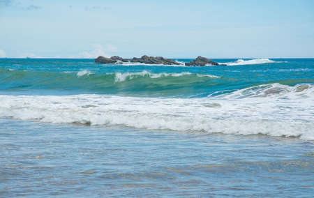 Beautiful waves on paradise beach in Southern Province Sri Lanka Asia in December.の写真素材