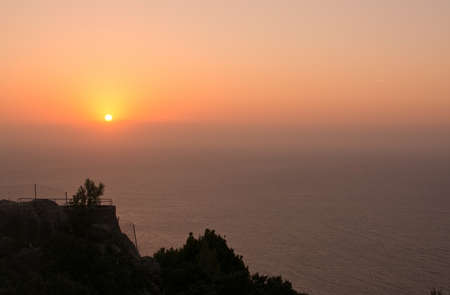Sunset scenery in west Mallorca, Balearic islands, Spain in July.の写真素材