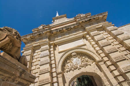 MDINA, MALTA - SEPTEMBER 15, 2015: Baroque buildings inside old city walls on a sunny day in September 14, 2015 in Mdina, Malta.のeditorial素材