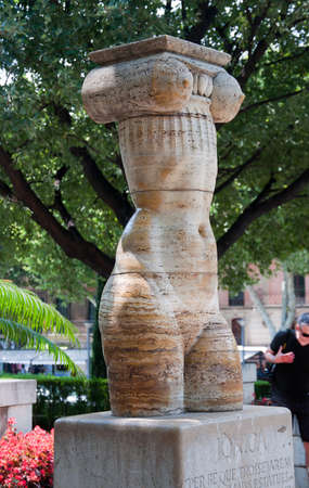 PALMA DE MALLORCA, SPAIN - JULY 1, 2011: Public art sculpture Jonica by Josep Maria Subirachs in S'Hort del Rey gardens on July 1, 2011 in Mallorca, Balearic islands, Spain.のeditorial素材