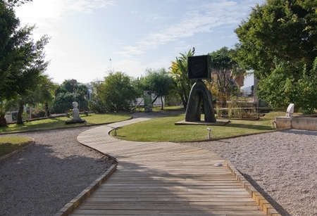 CALA MAYOR, MAJORCA, SPAIN - DECEMBER 19, 2015: Miro museum exterior garden with sculptures on December 19, 2015 in Cala Mayor, Majorca, Balearic islands, Spainのeditorial素材